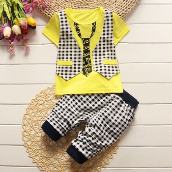 Baby / Toddler Boy Faux-two Shirt and Plaid Pants Set